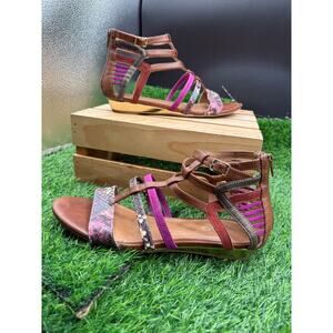 Aldo-Annarita-Open Toe-Sandals- Magenta/Snake Skin-Size 9W